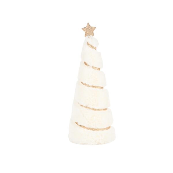 sapin noël blanc fausse fourrure liseré et étoile or