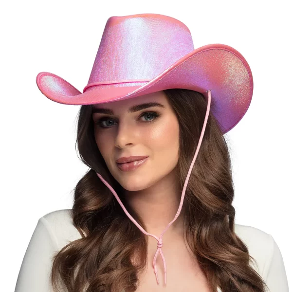 chapeau cow-boy rose irisé