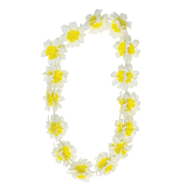 collier hawaï hibiscus jaune et blanc