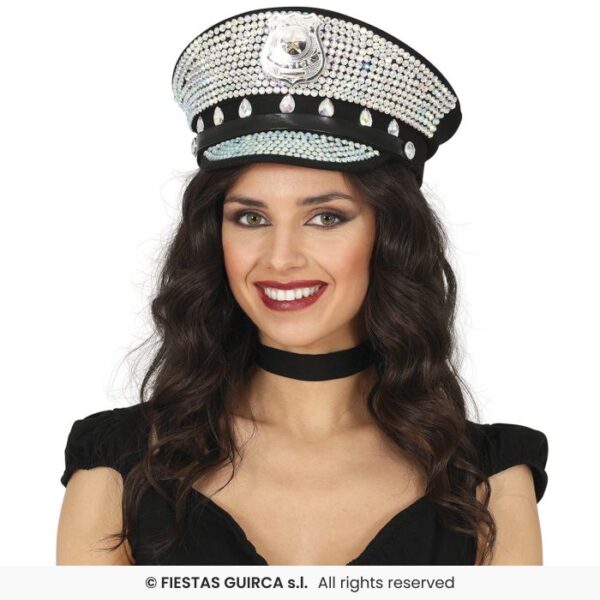 casquette police strass