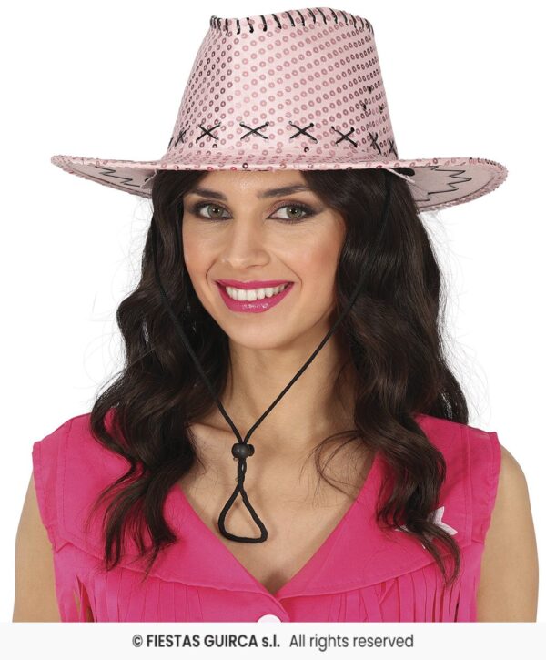 chapeau cow boy sequin rose