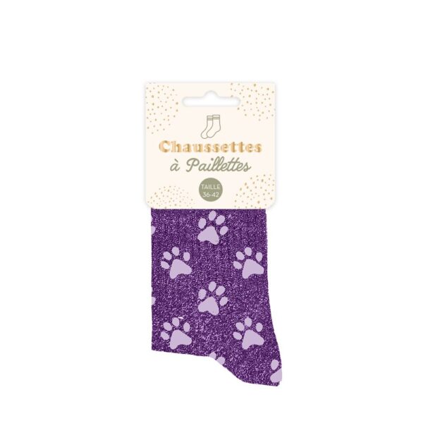 chaussettes pailletées pattes de chat