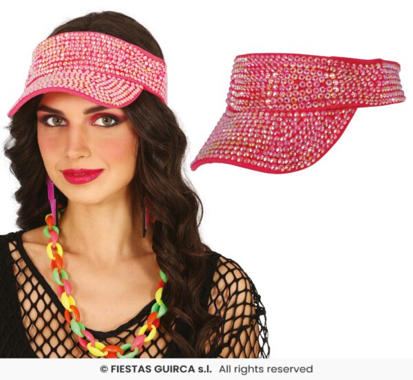 casquette visière strass fuschia