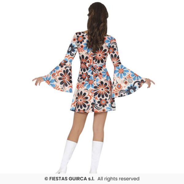 déguisement robe 70's fleurs bleues