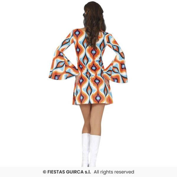 déguisement robe 70's orange bleu