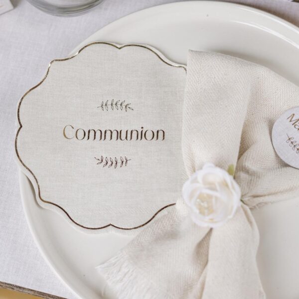 serviettes communion effet lin et or